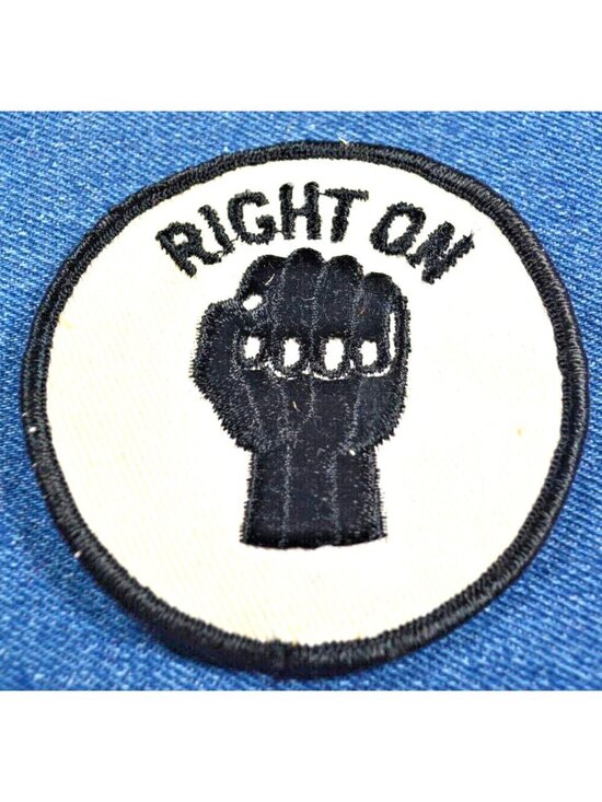 Other - NOS 60s 70s Vintage Original RIGHT ON 3" Patch Black Power MLK Malcom X Fist